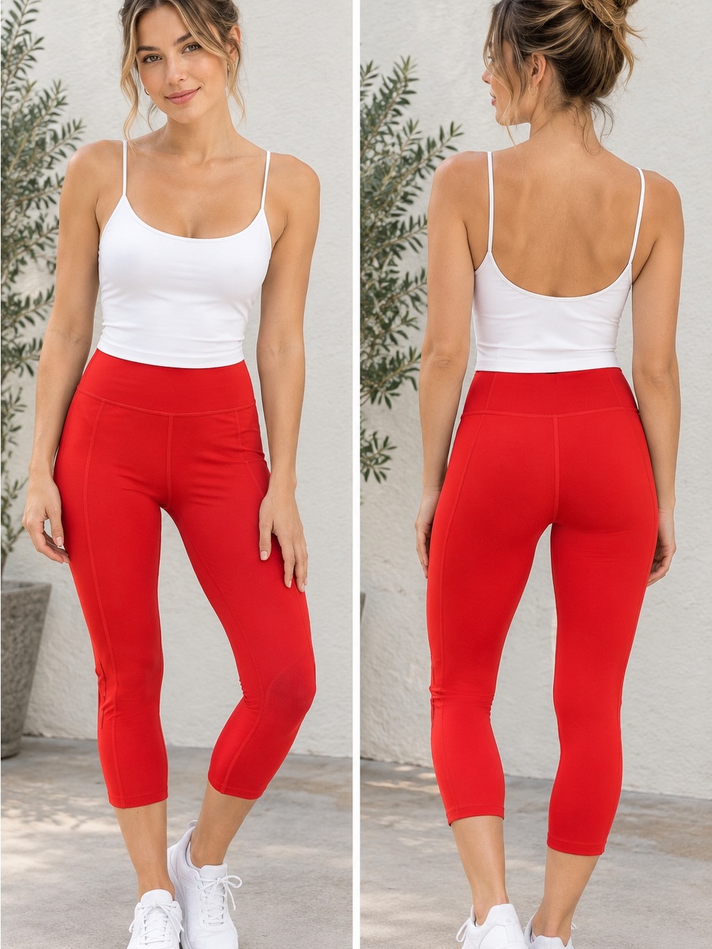 Athleta Ultimate Stash Pocket Crop Leggings Red Size S Activewear